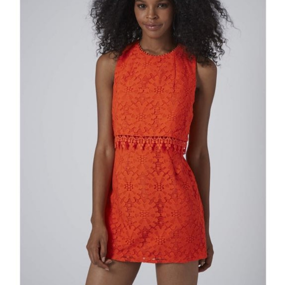 Topshop petite orange dress size 2 mini